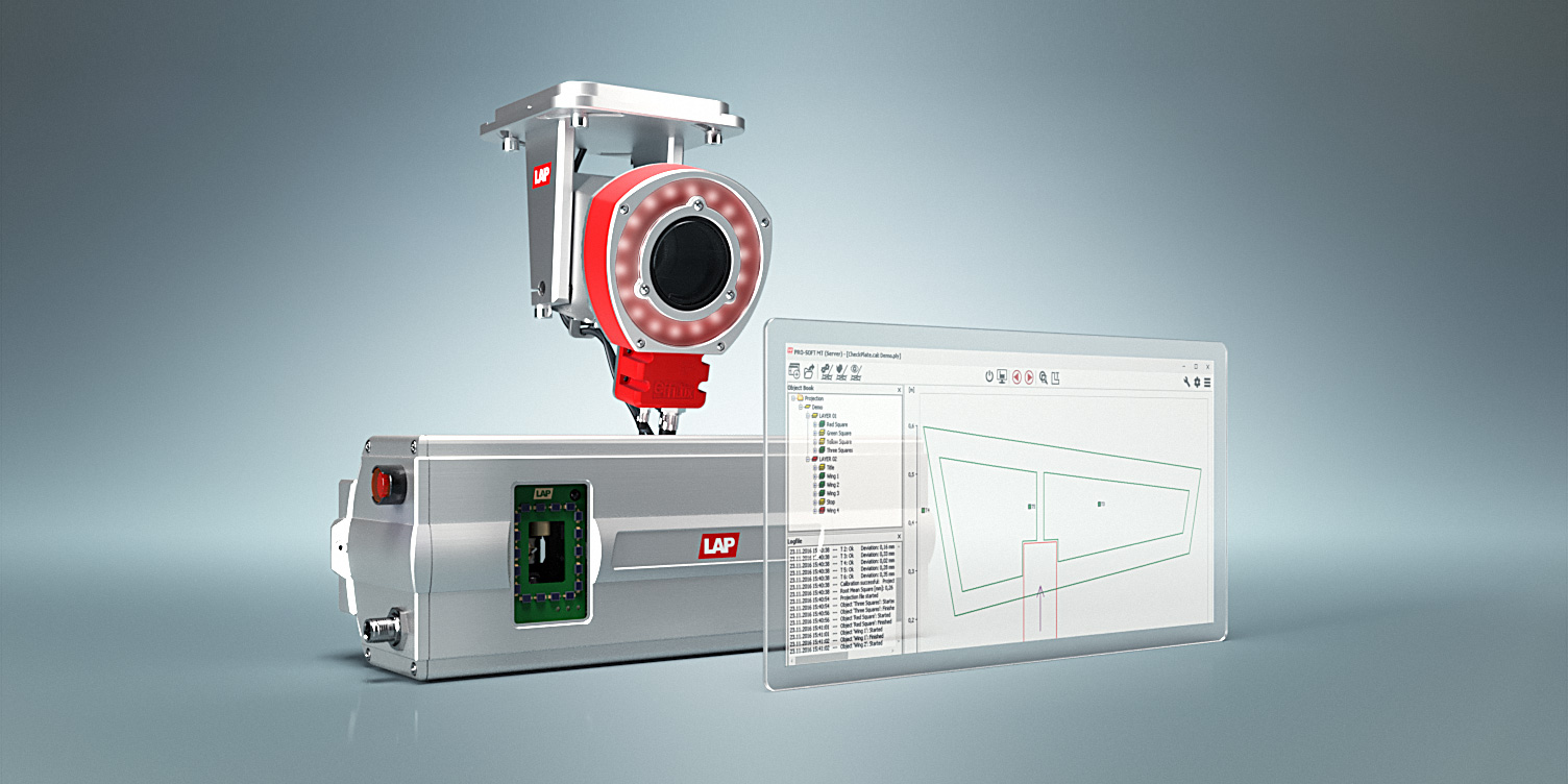  System components - DTEC-PRO camera system, CAD-PRO laser projector, PRO-SOFT control software