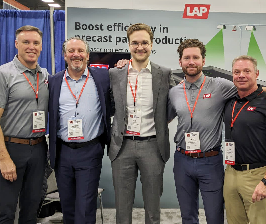 The LAP sales team at the Precast Show in Ohio: Shawn Hamell, Martin Dronsek, Timothy Barnett, Ben VanNevel, Jim Bloodworth