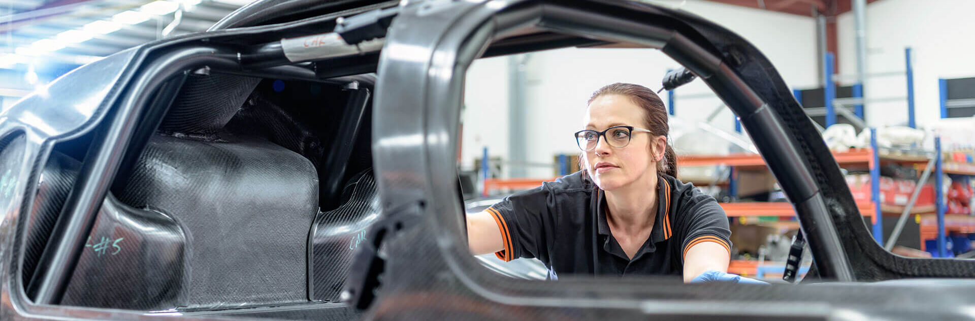 Picture from the production of a carbon fibre cockpit